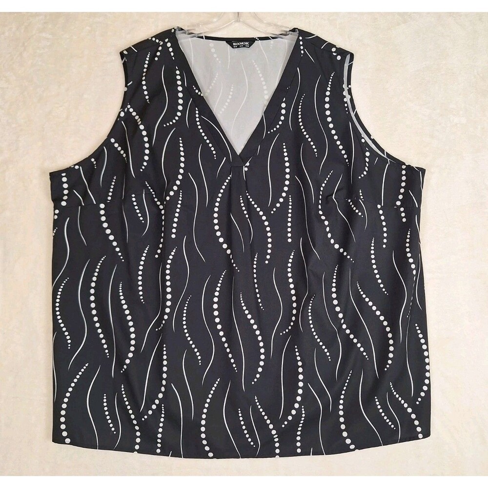 Bloom Chic Women Plus 30 Tank Top Black Geometric Sleeveless 6X Lightweight
